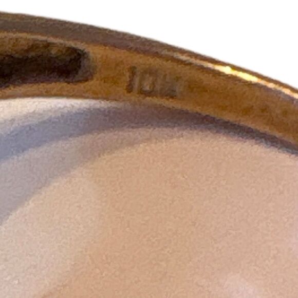 Estate Real Amethyst & Diamond 10k Yellow Gold Ring Size 8 Signed Women’s - Picture 6 of 13